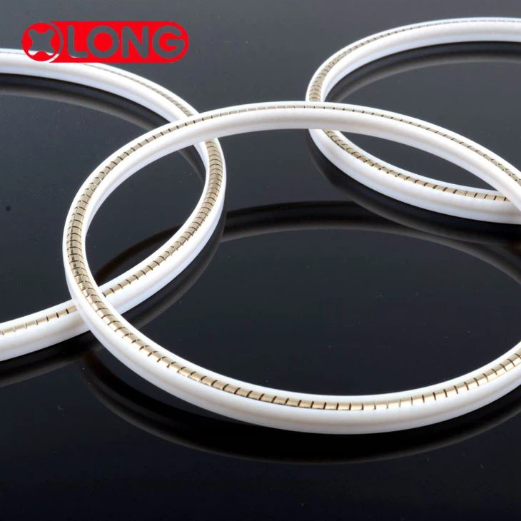 Helical spring actuated PTFE rod seal